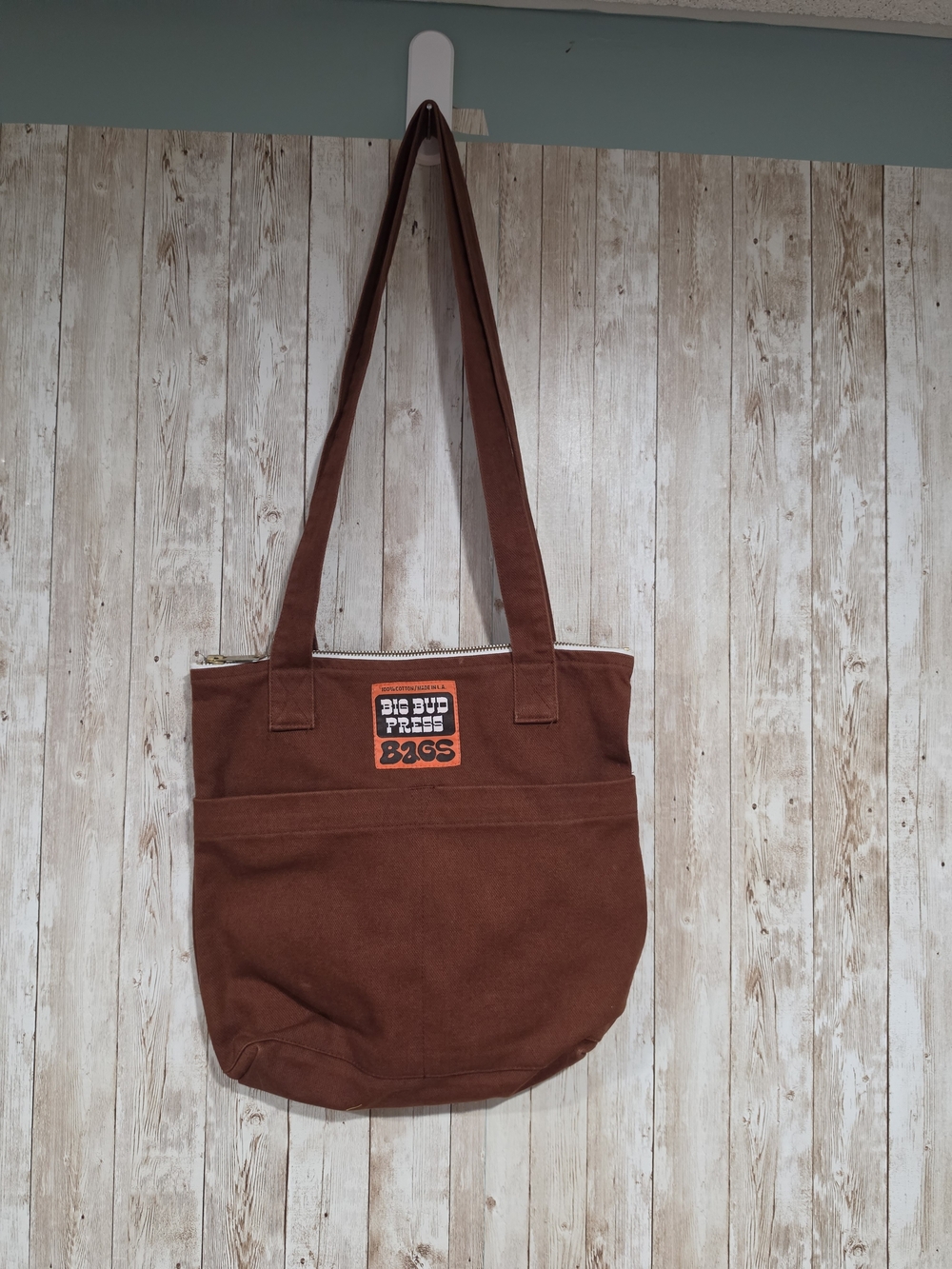 Big Bud Press Brown Zip Top Tote Shoulder Bag Carryall